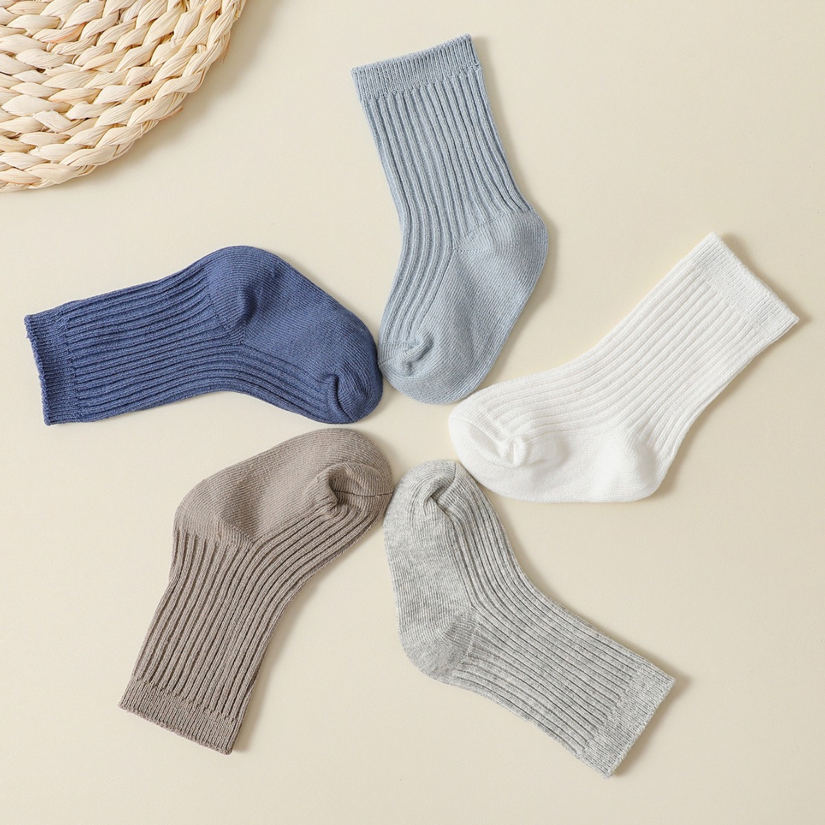 Baby& Kid Solid Color Stripes Mid-Calf Socks