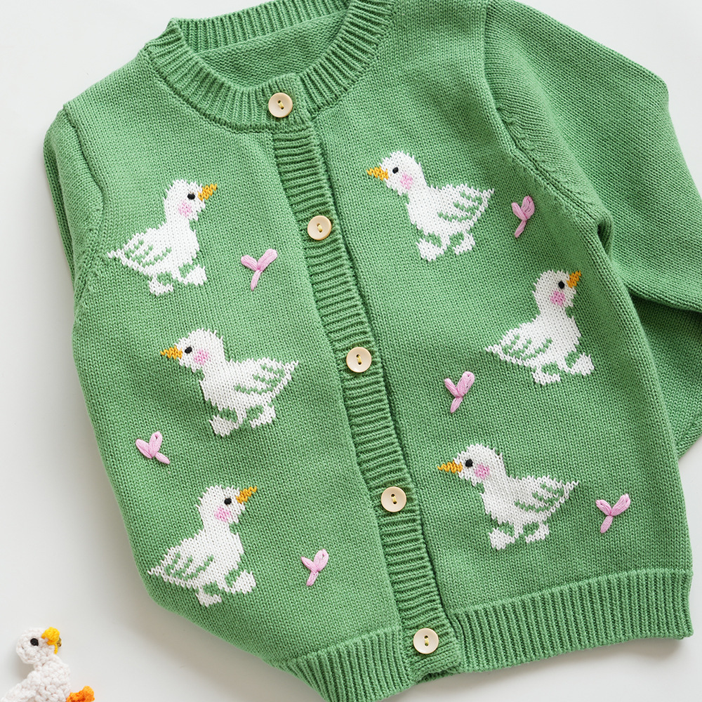 Kids Duck Knitted Cardigan Sweater