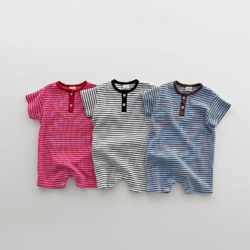 Baby Striped Casual Short Sleeve Romper