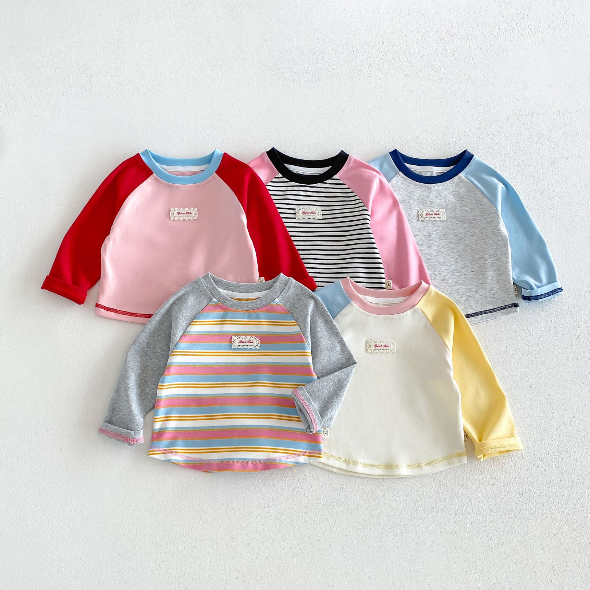 Kids Raglan Color Blocking Stripe T-shirt