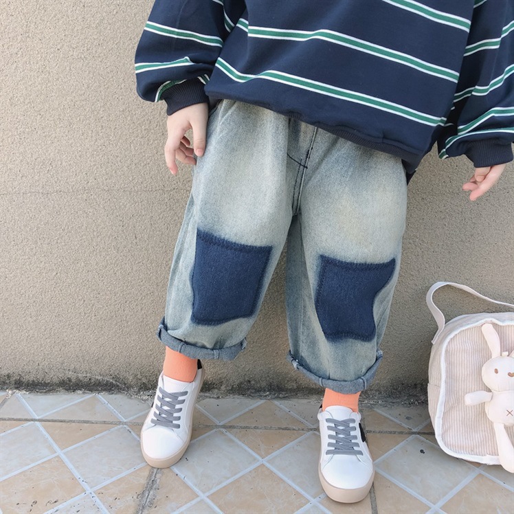 Kids Distressed Patchwork Denim Pants