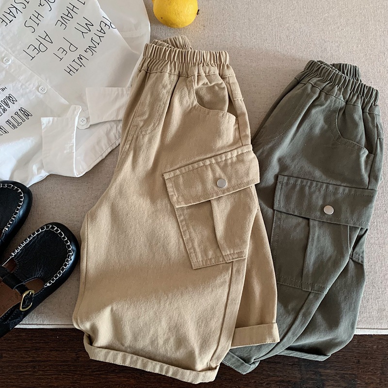 Kids Solid Color Cargo Pants