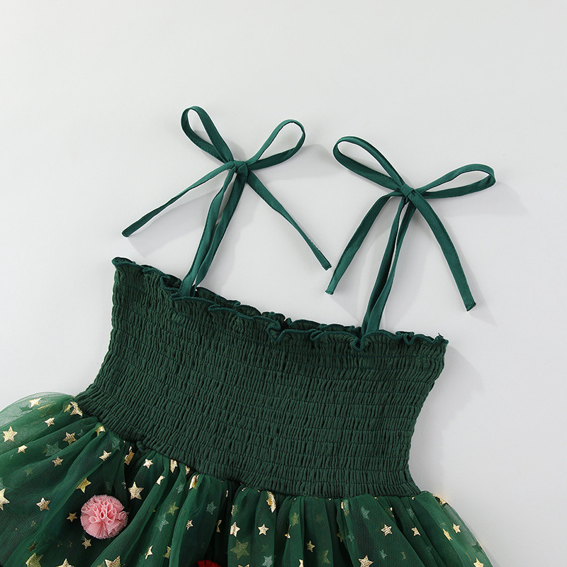 Kids Christmas Mesh Camisole Dress