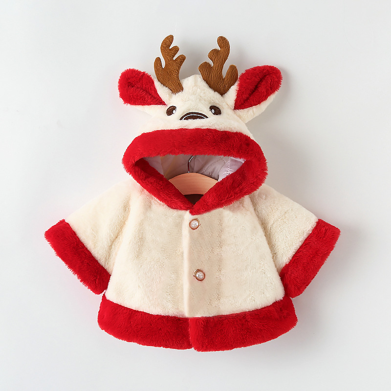 Baby Reindeer Fleece Hooded Warm Cape