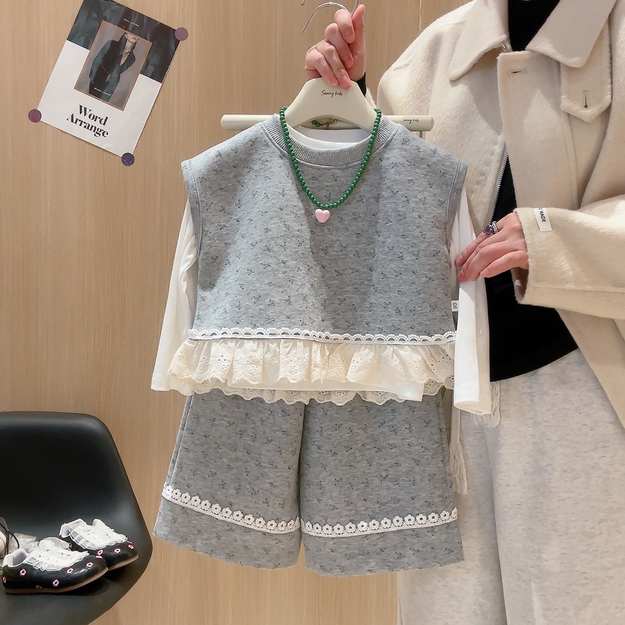 Kids Lace Floral Print 3-Piece Set