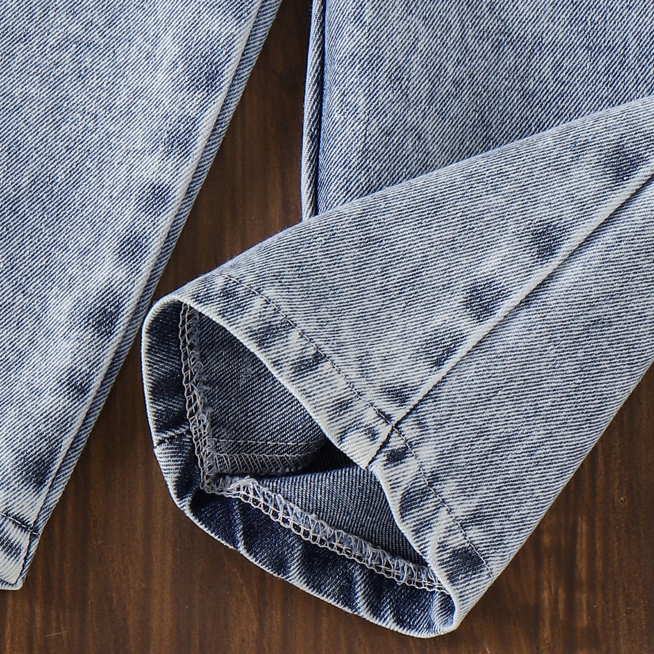Baby Flowers Sweatshirt and Washed Denim Pants Set