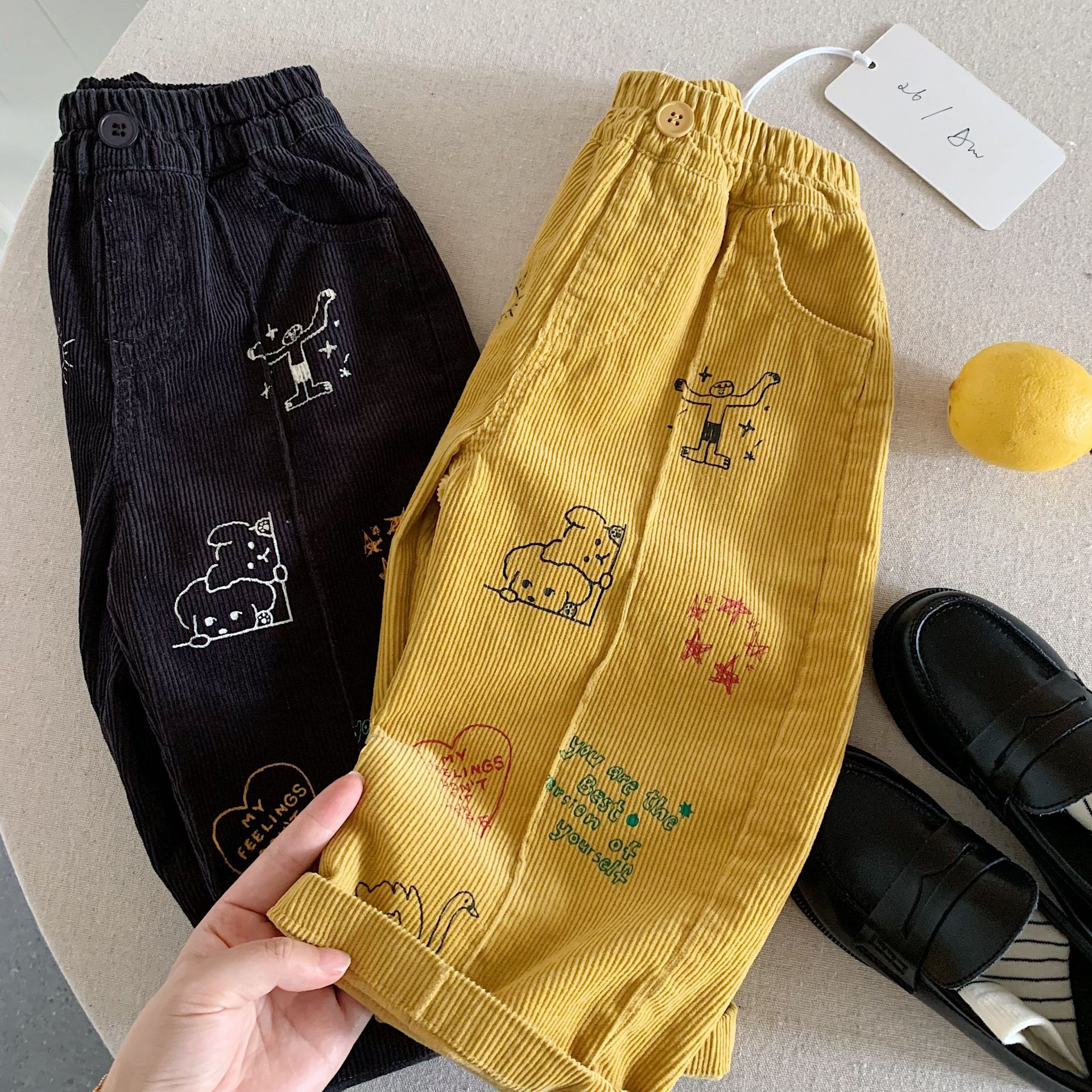 Kids Cartoon Patterns Corduroy Pants