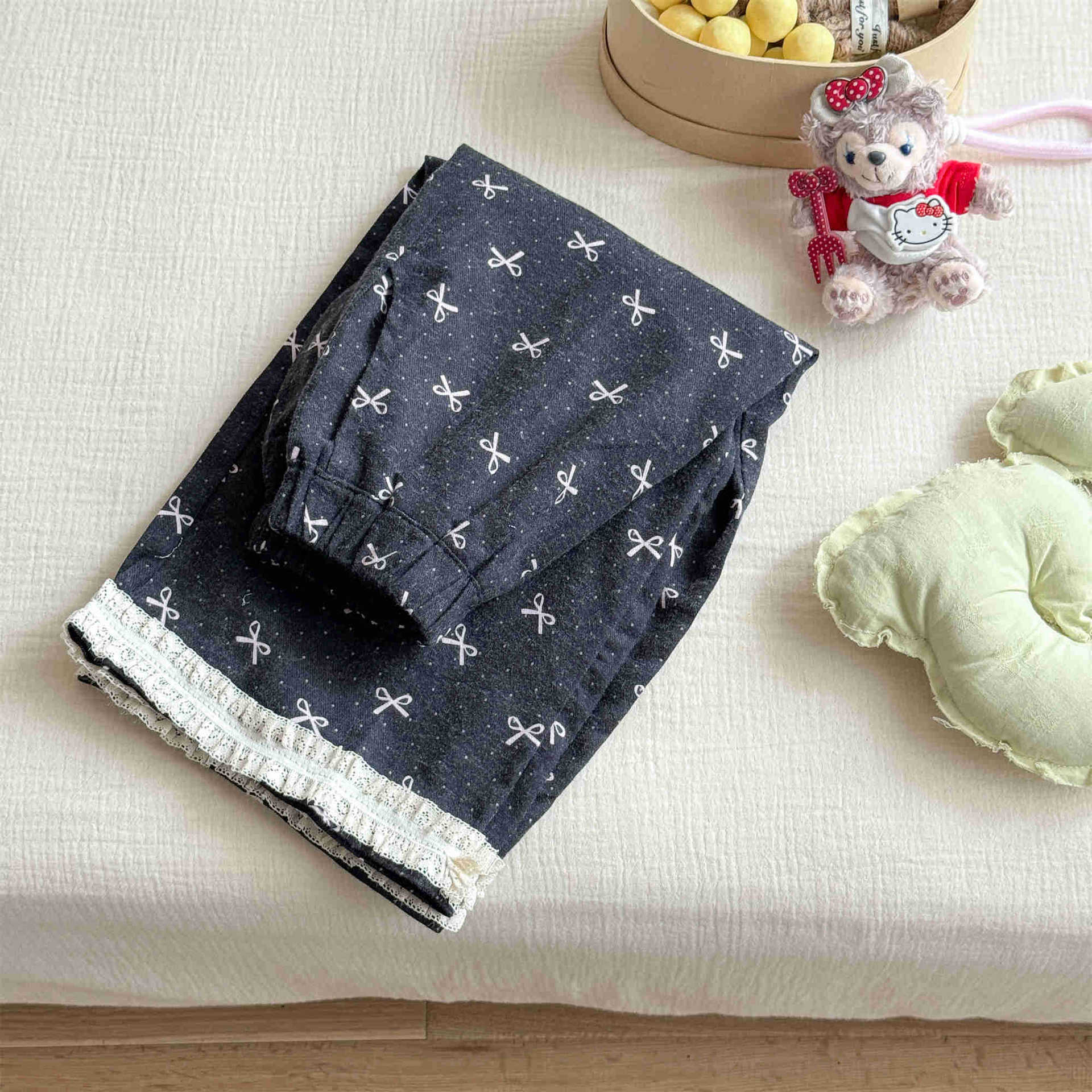Kids Bow Lace Straight Leg Pants