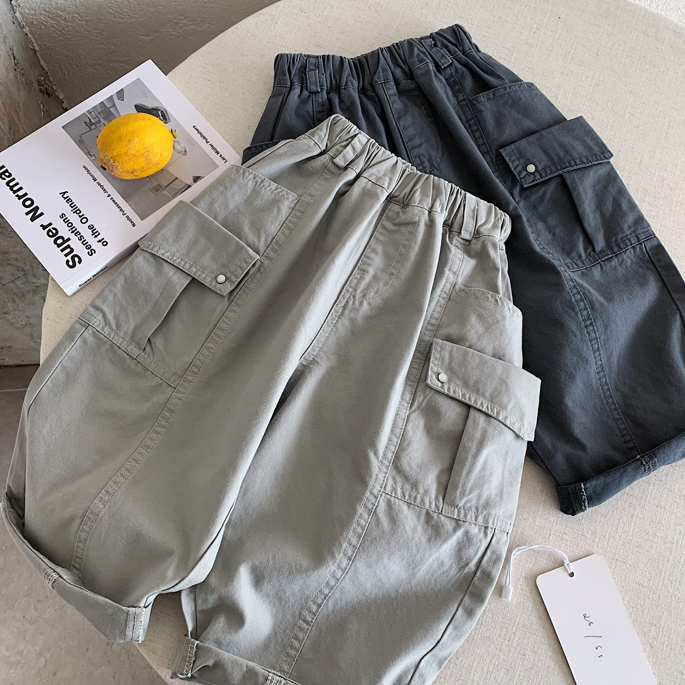 Kids Solid Color Cargo Pants