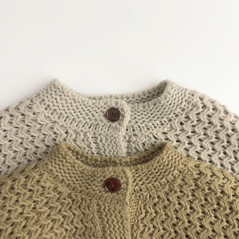 Kids Solid Color Wave Texture Sweater