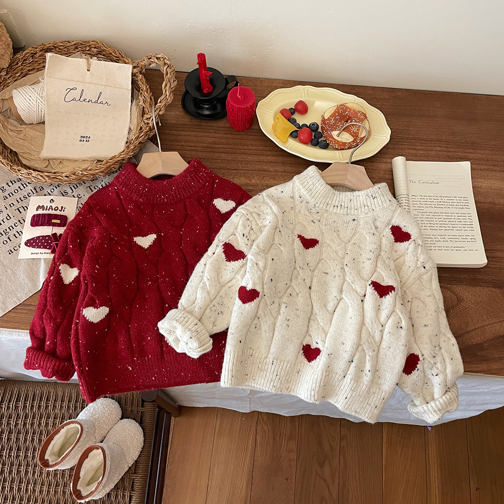 Kids Heart Knitting Sweater