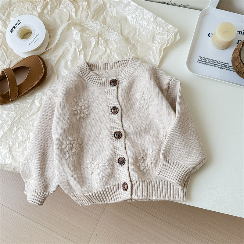 Kids Floral Knit Outerwear and Dress 2-Piece Set
