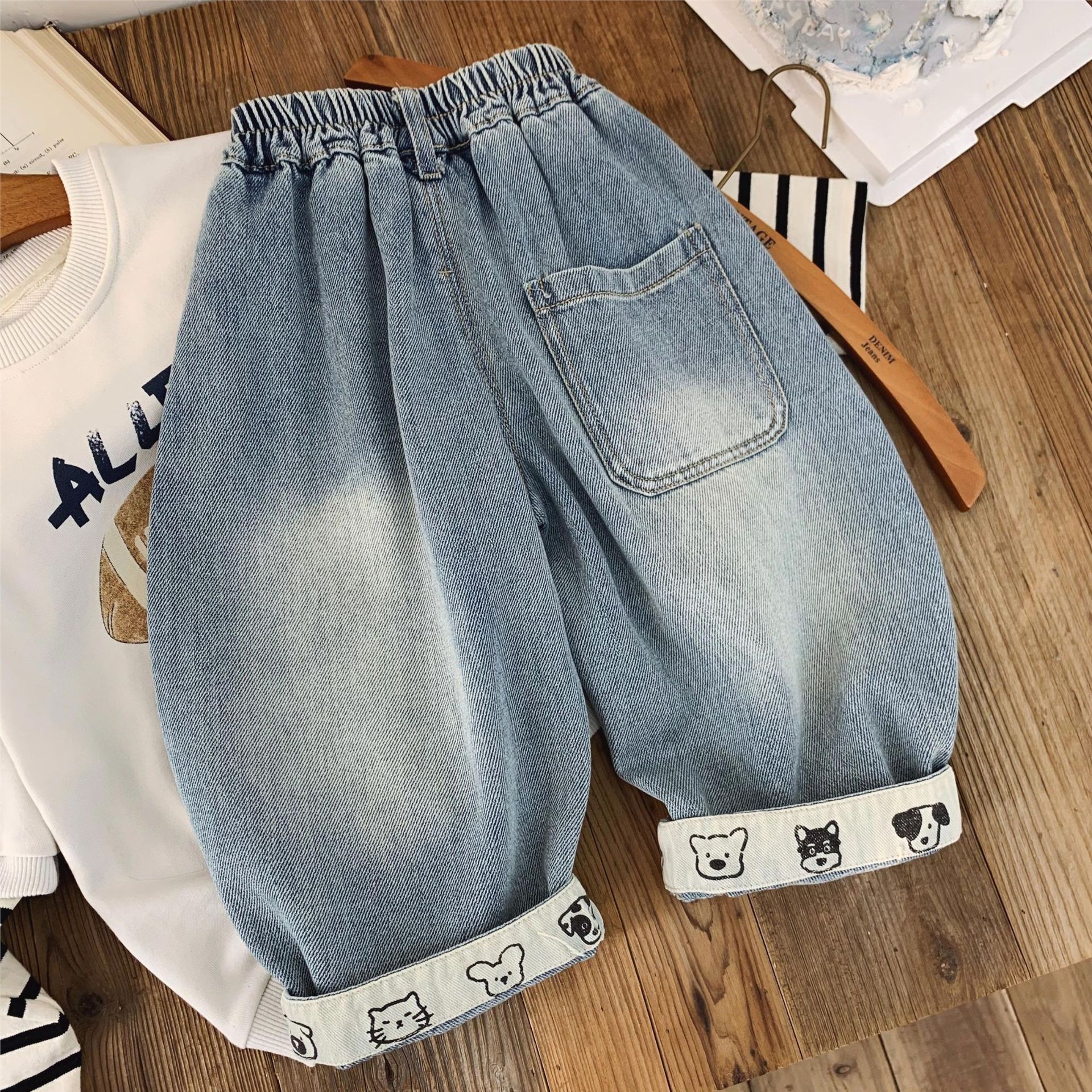 Kids Animal Patterns Denim Pants