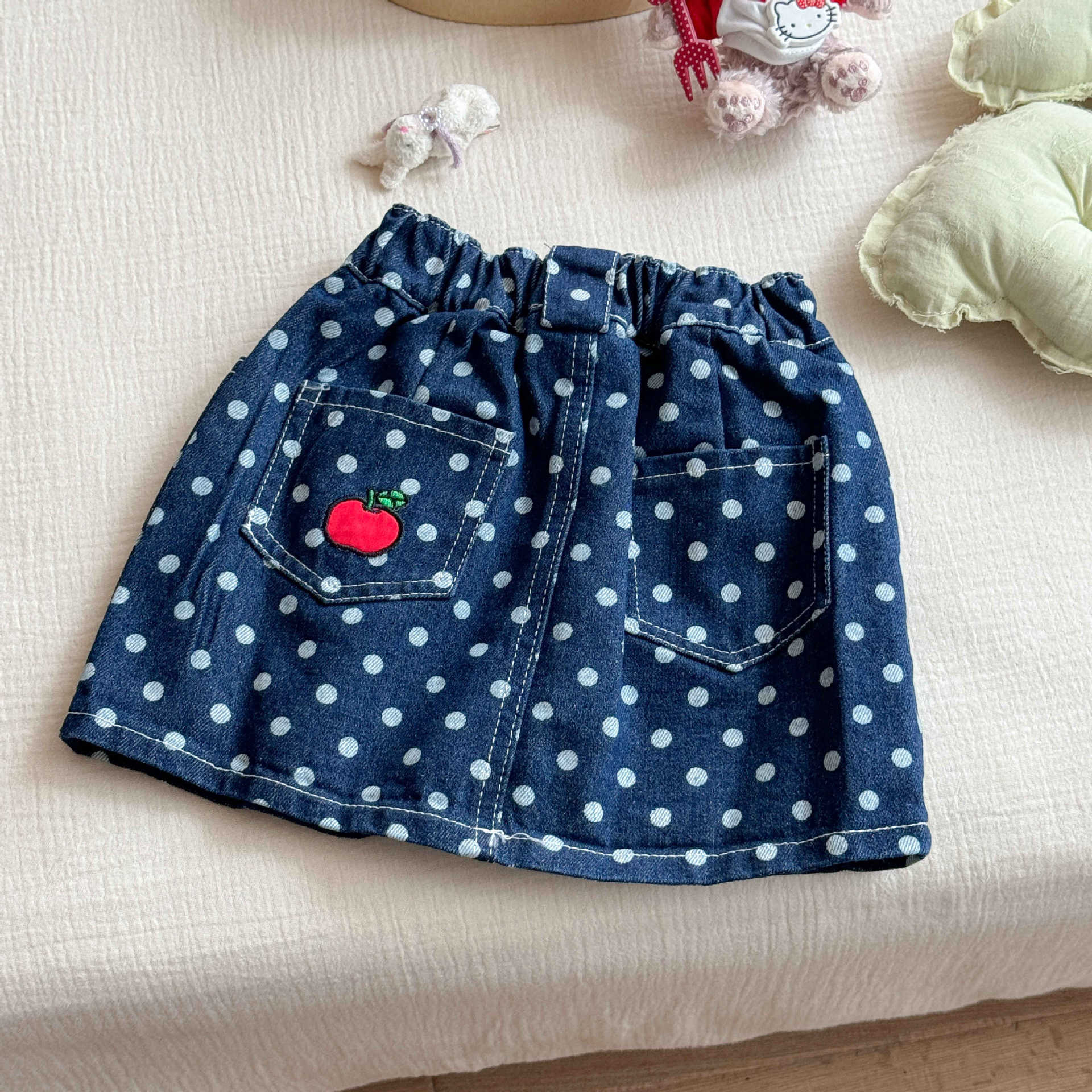 Kids Polka Dot Apple Pattern Skirt
