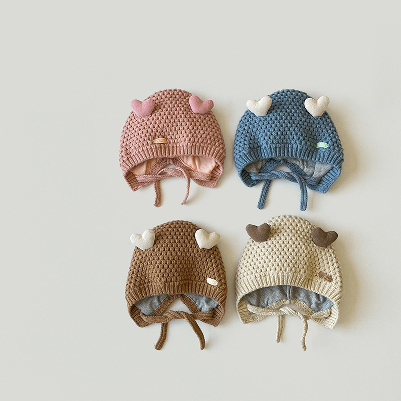 Baby Heart Ears Ribbing Knit Hat