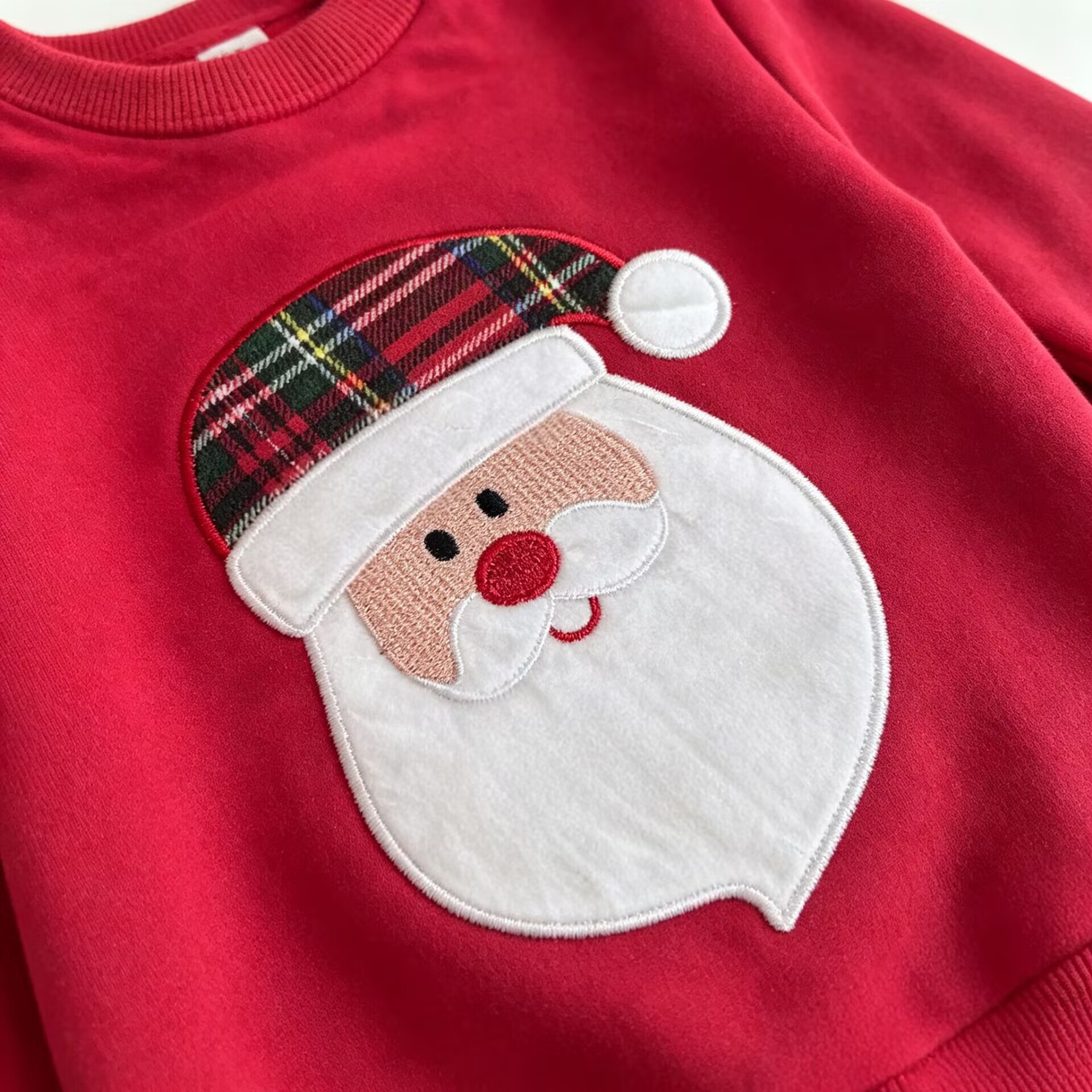Baby Santa Claus Sweatshirt and Checkered Pants Set