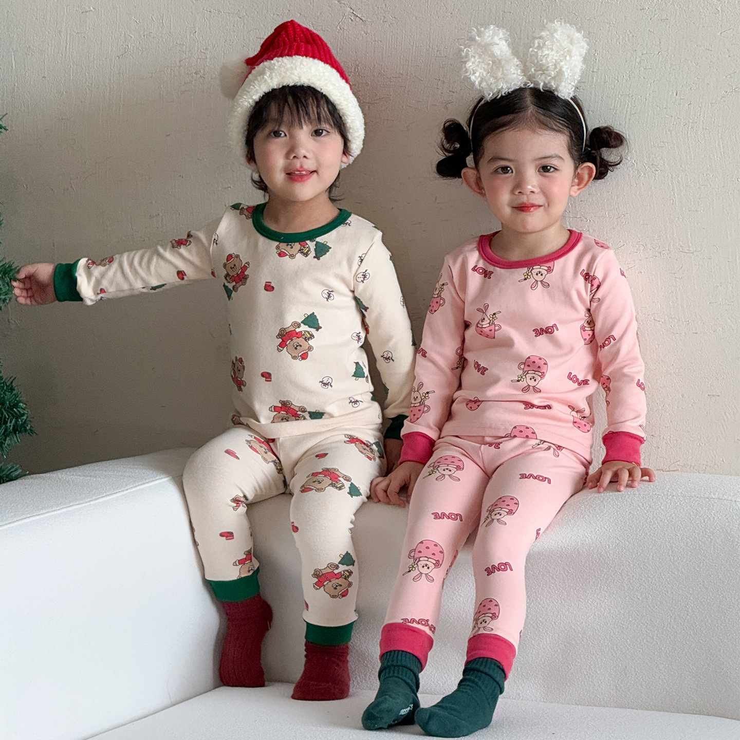 Kids Christmas Bear Rabbit 2-Piece Set