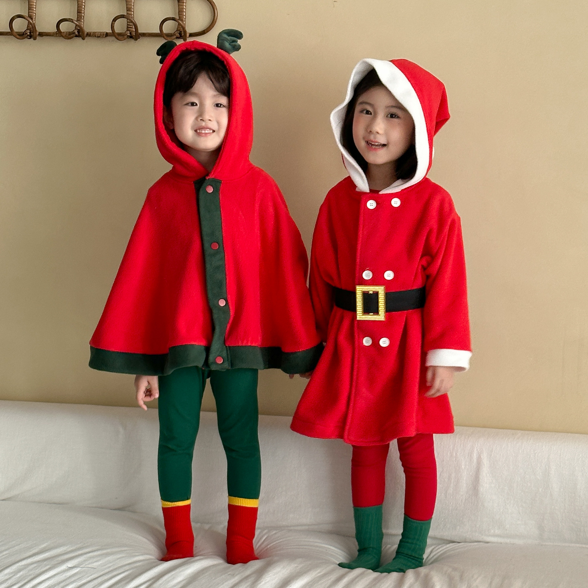 Kids Christmas Hooded Cape Outerwear