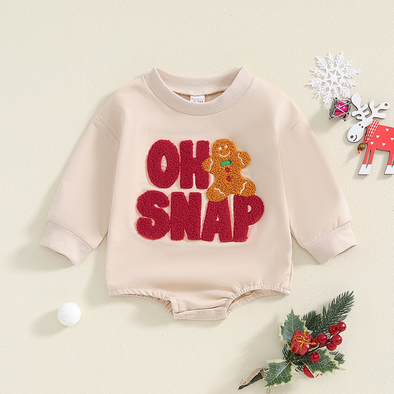 Baby Christmas Letter Embroidery Onesie