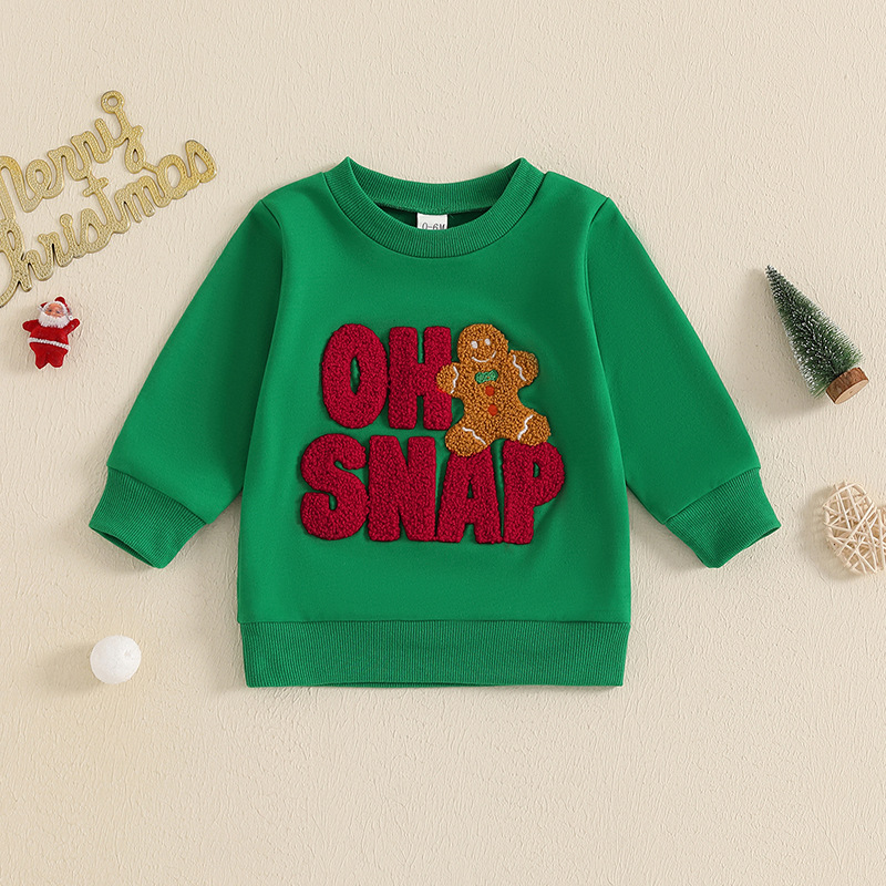 Baby Letter Gingerbread Man Embroidery Sweatshirt