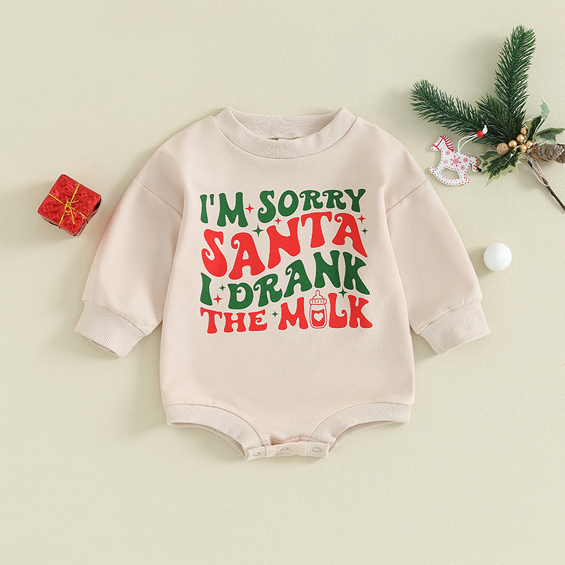 Baby Christmas Letter Print Onesie