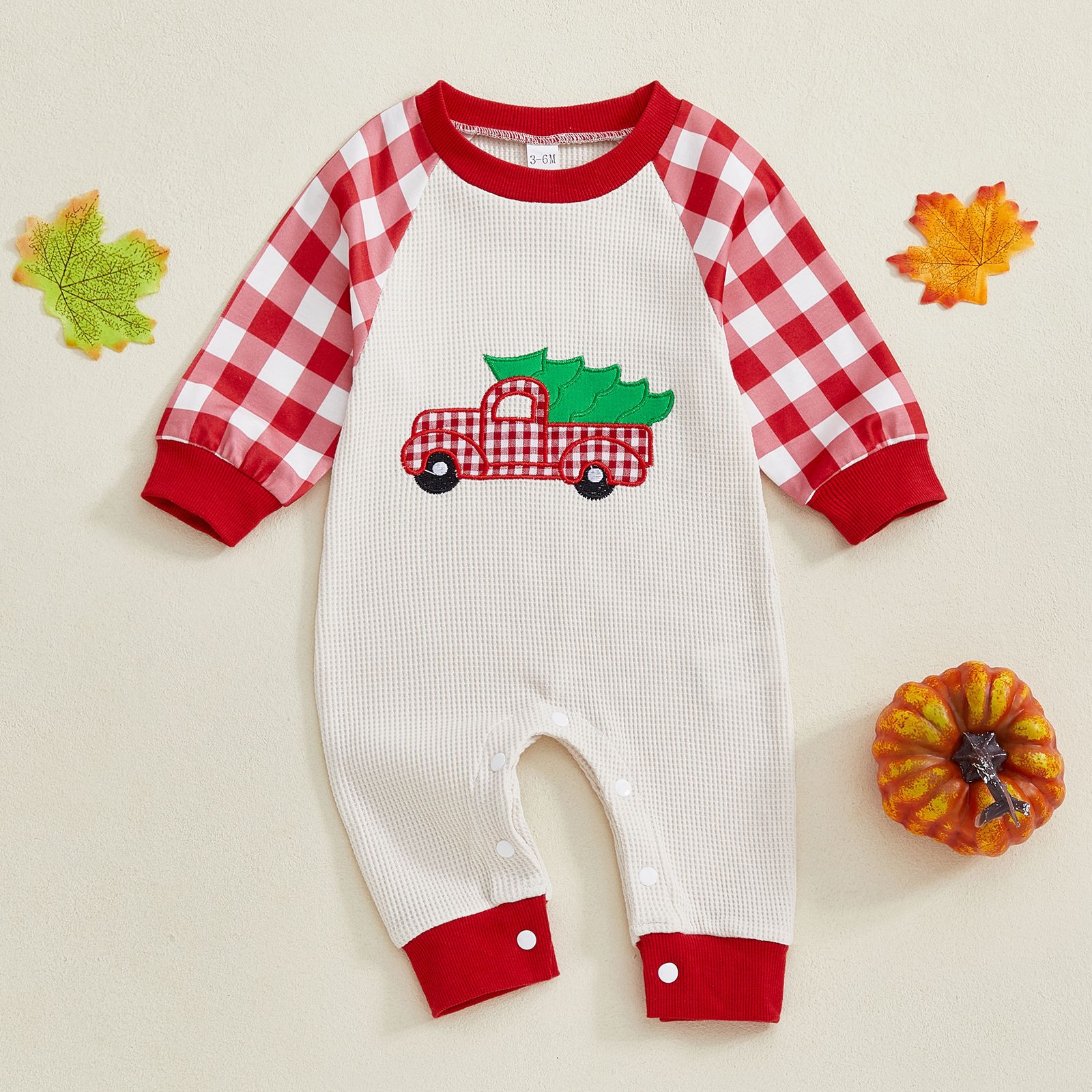 Baby Color Block Checkerboard Sleeves Romper