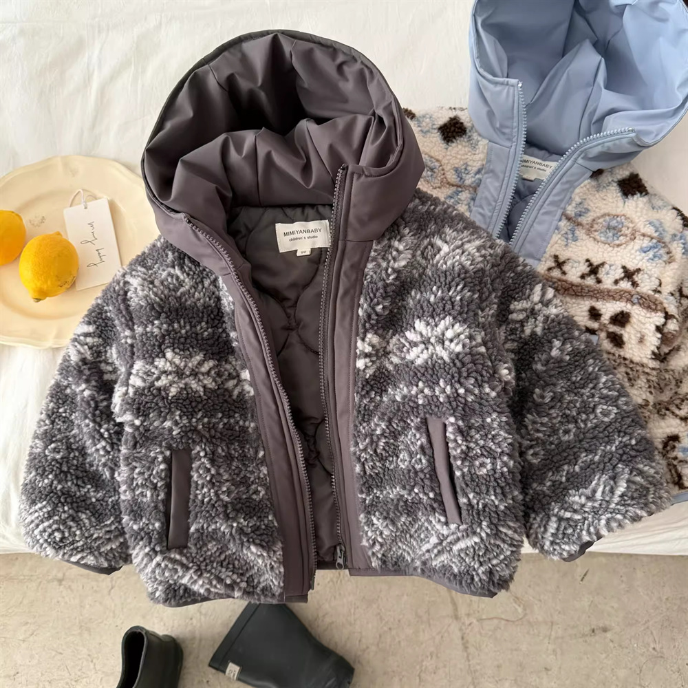 Kids Snowflake Jacquard Lamb Fleece Outerwear