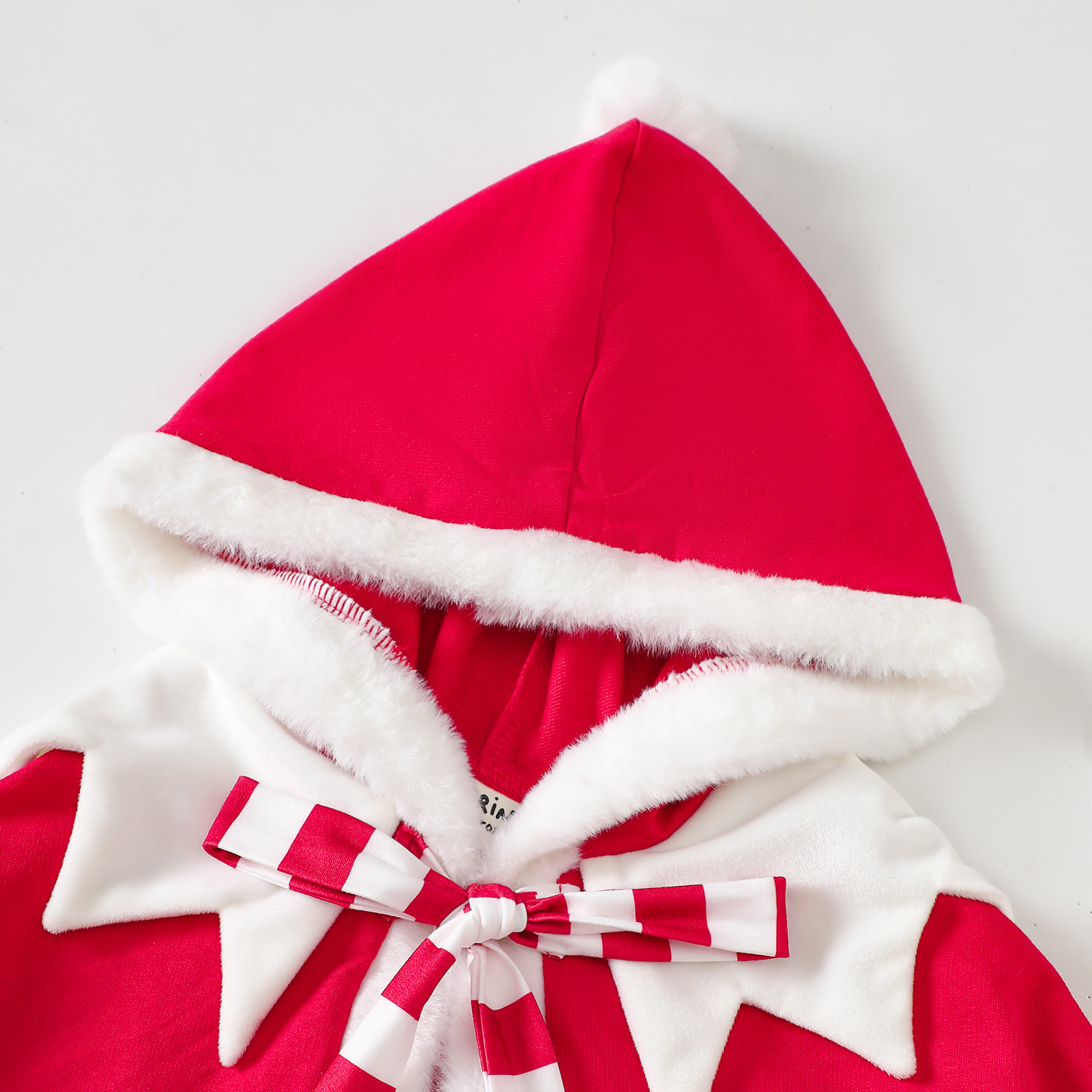 Kids Christmas Plush Trim Hooded Shawl 