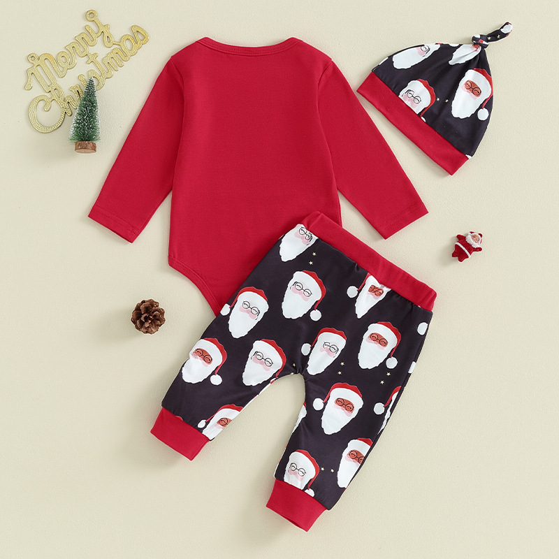 Baby Christmas Pattern Onesie 3-Piece Set