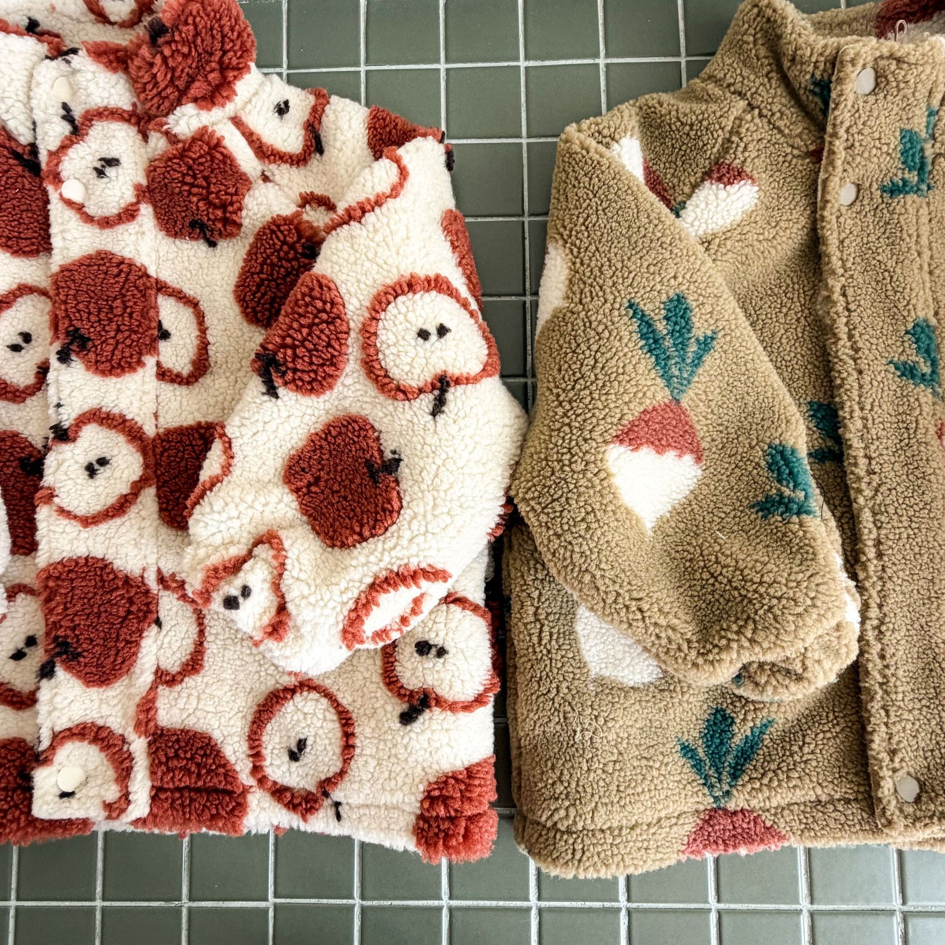 Kids Fruit Food Print Lambswool Outerwear