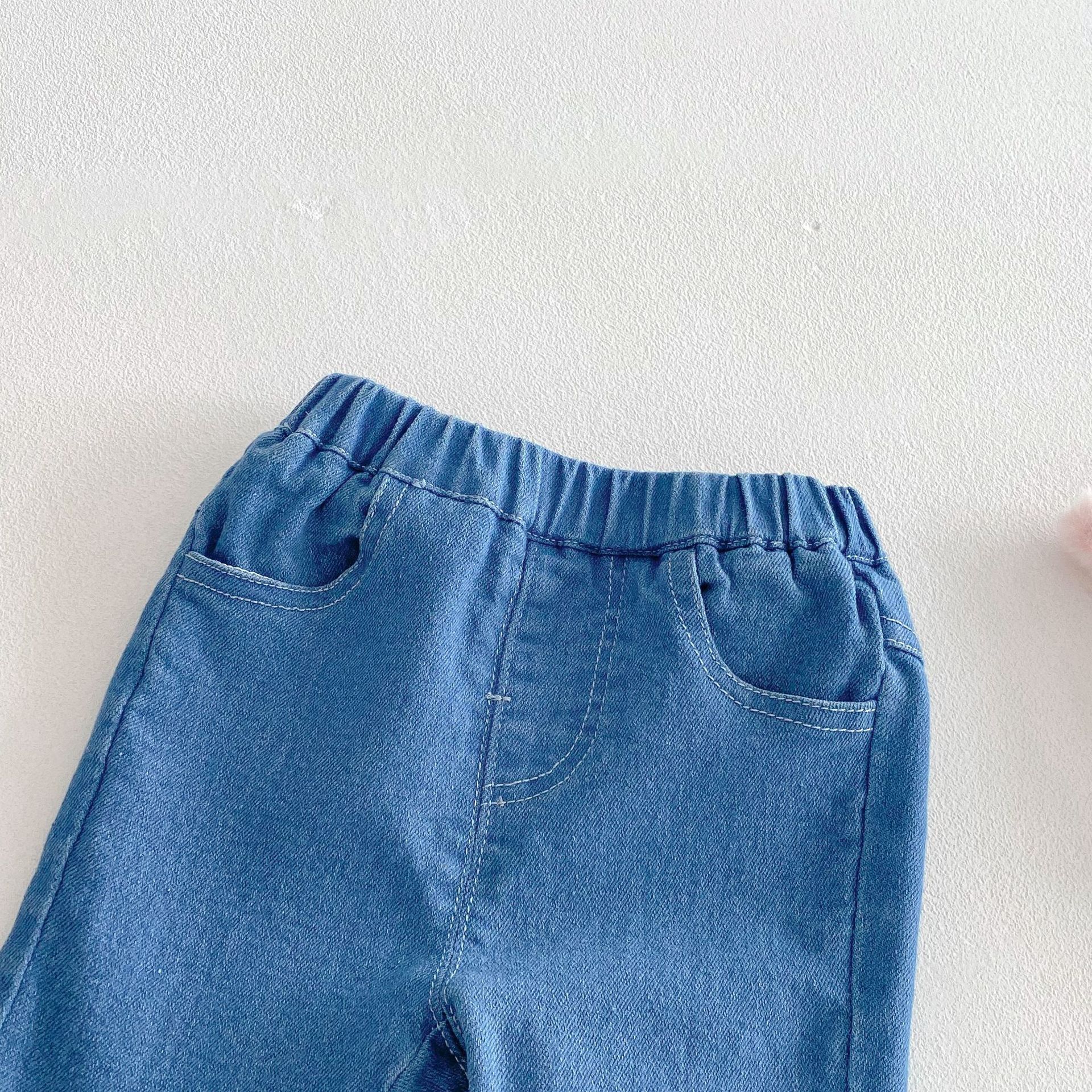 Baby & Kid Flower Embroidery Trumpet Denim Pants