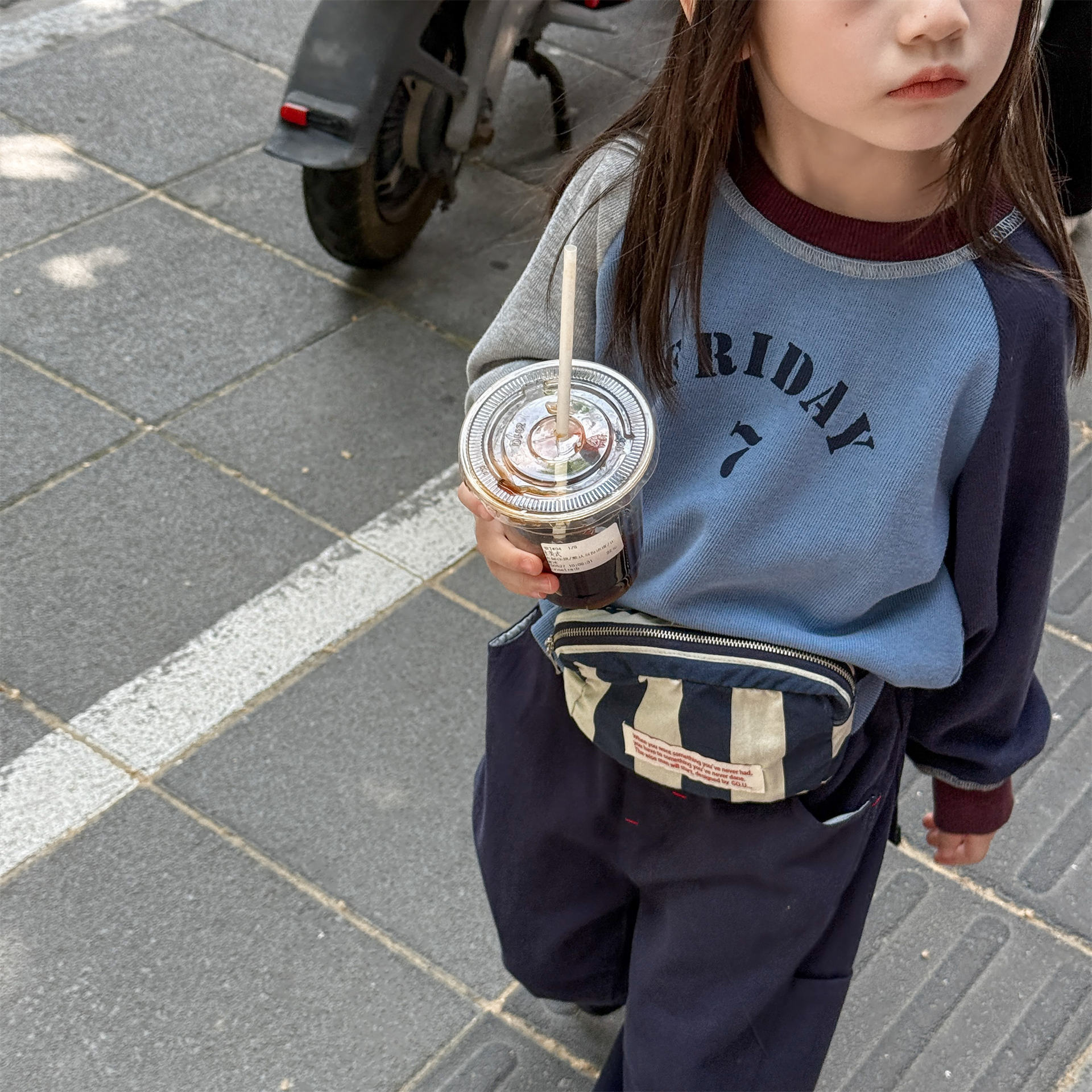Kids Contrasting Colors Sleeve Sweatshirt