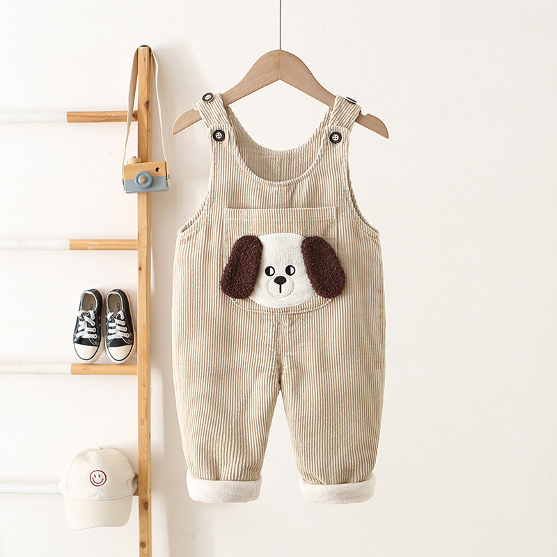 DailyBebe Kids Cartoon Dog Corduroy Overalls