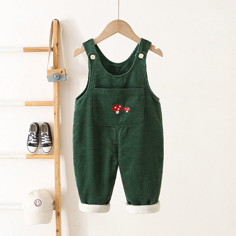 DailyBebe Kids Cartoon Mushroom Corduroy Overalls