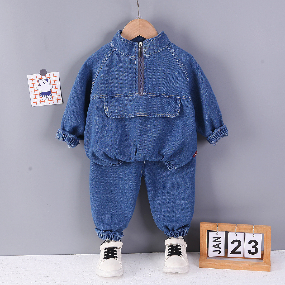 Toddler Zipper Denim 2-Piece Set