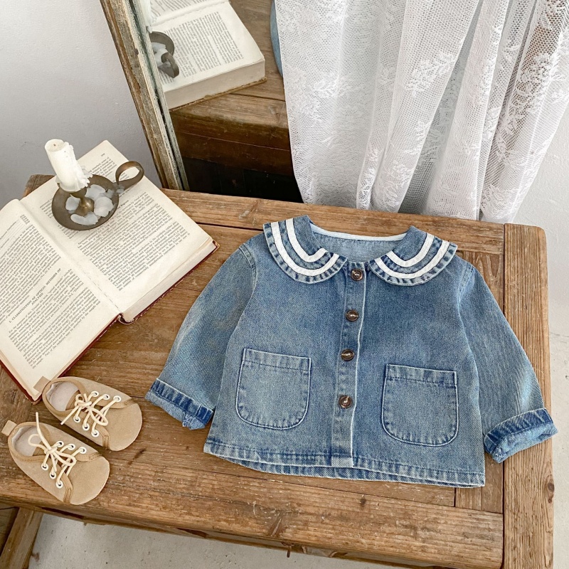 Baby Toddler Girls' Peter Pan Collar Denim Jacket
