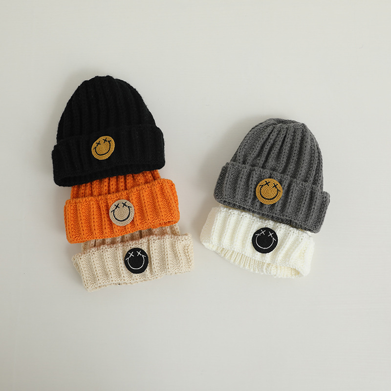 Baby Toddler Cute Smiley Solid Color Knit Hat