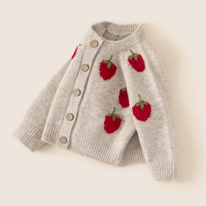 Toddler Girls Cute Strawberry Cardigan Sweater