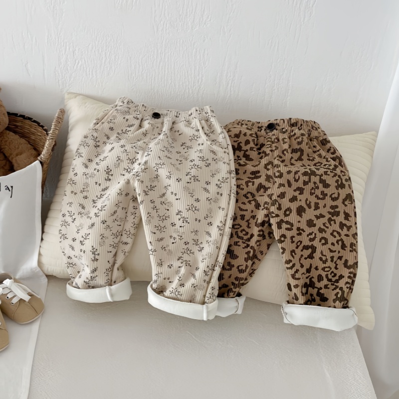 Baby Toddler Leopard Floral Padded Casual Pants