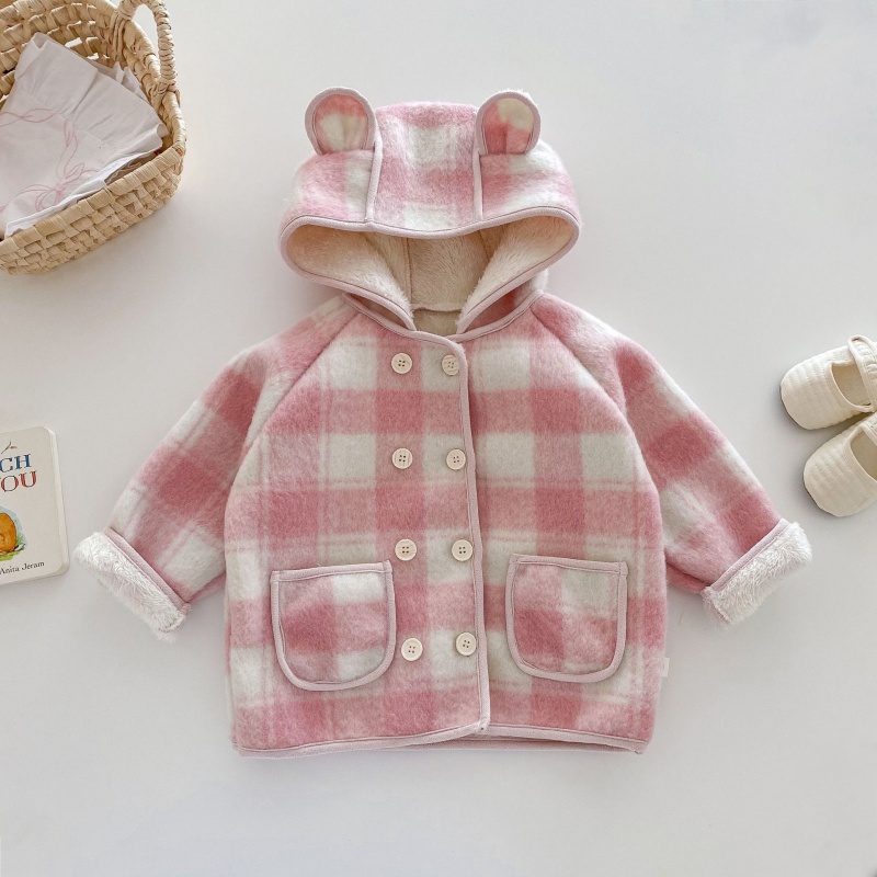 Baby Toddler Pink Girls Plaid Padded Coat