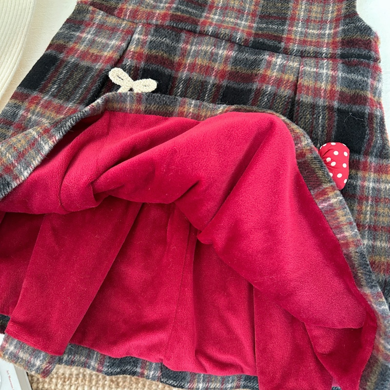 Baby Toddler Girls Warm Plaid Tank Dress