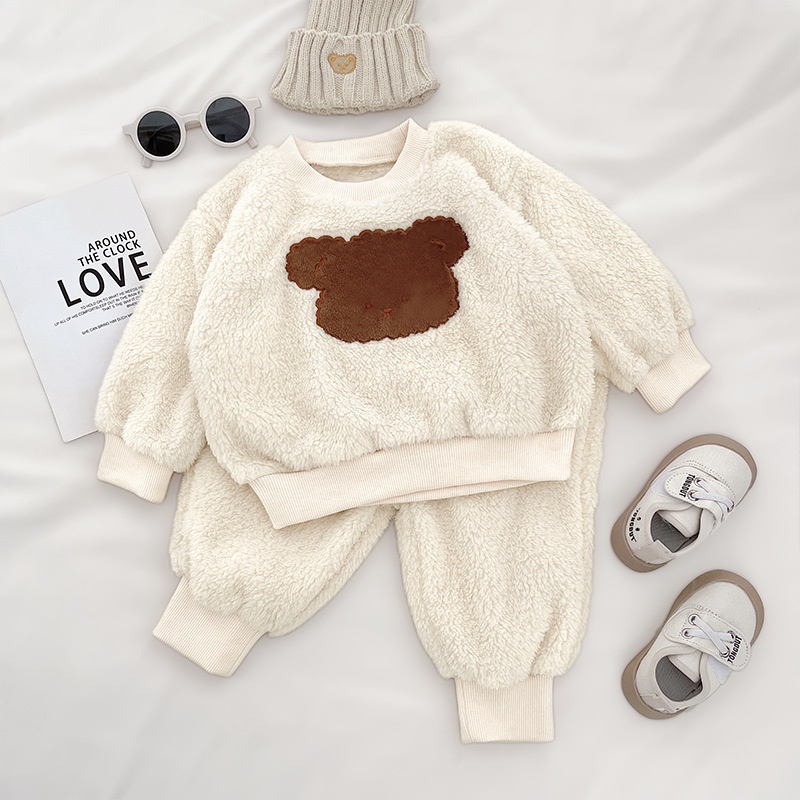 2-Piece Baby Toddler Bear Warm Sweatshirt Set