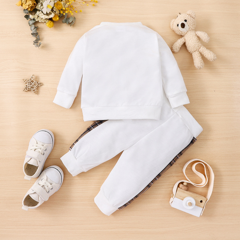 2-Piece Plaid Bear Baby Newborn Sweatshirt Set