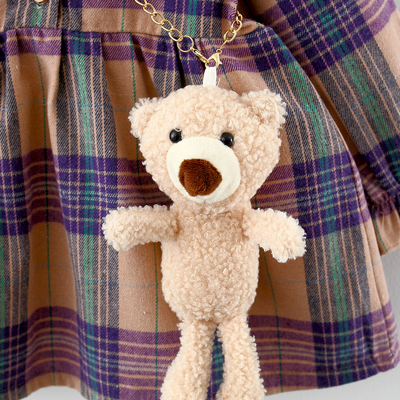 Baby Toddler Girls Classic Plaid Princess Dress（Free Bear Backpack）