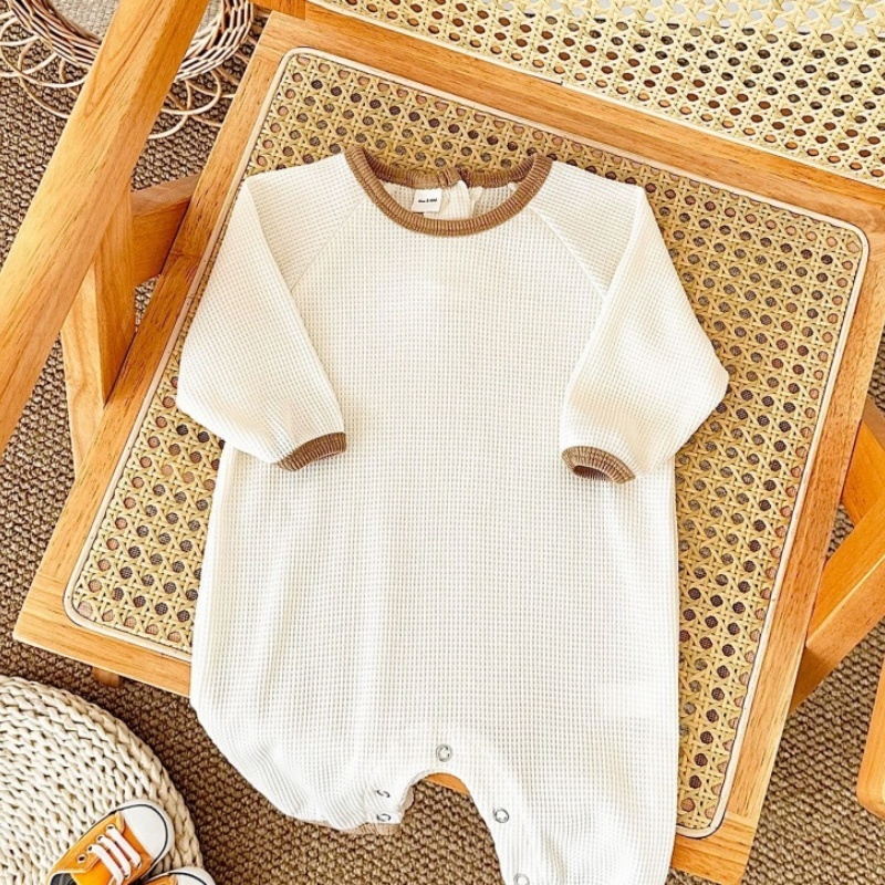 Baby Newborn Waffle Colorblock Romper