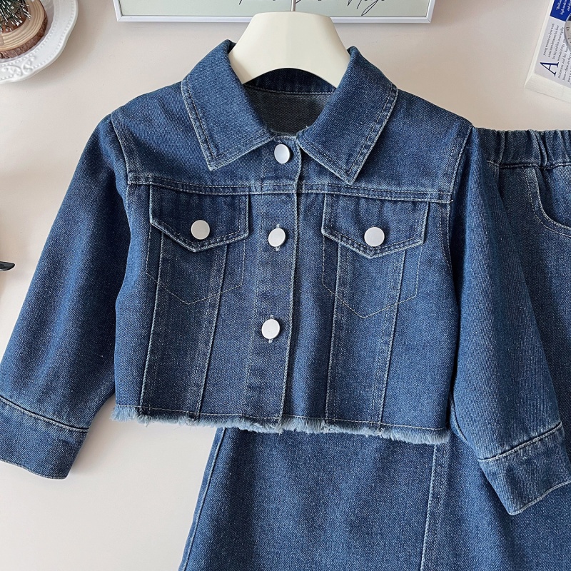 Baby Toddler Girl Denim Skirt 2-Piece Set