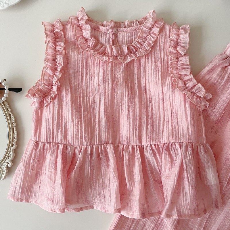 2-Piece Kid Girl Sleeveless Lace Top and Pants Set