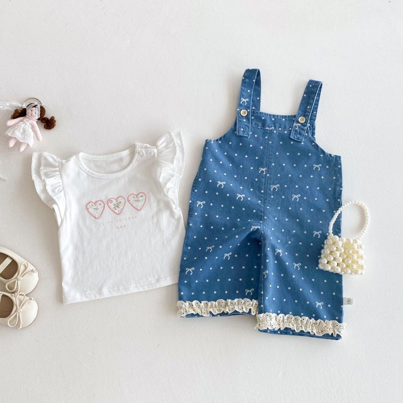 Baby Toddler Girls Printed Denim Overalls