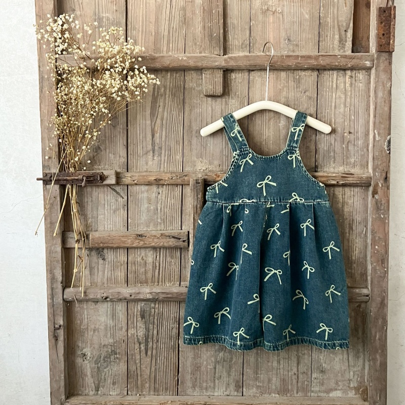 Baby Girl Printed Denim Overalls