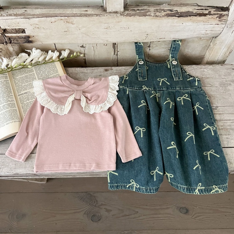 Baby Girl Printed Denim Overalls